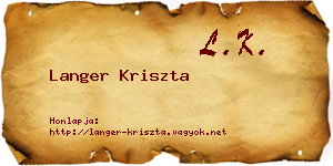 Langer Kriszta névjegykártya